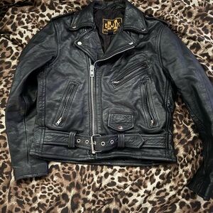 UNIK International Black Leather Motorcycle Jacket